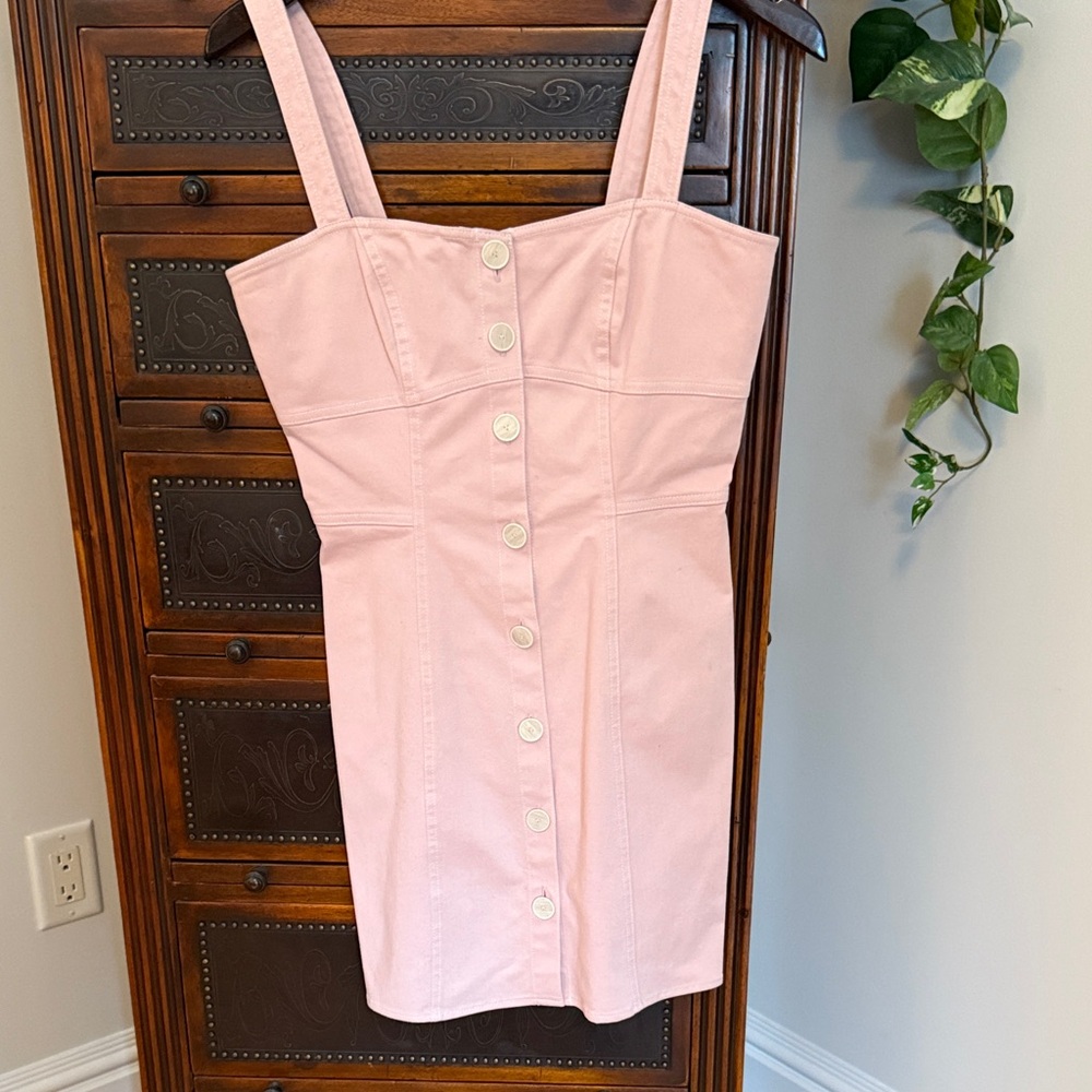 INTERMIX Pink Button-Front Mini Dress